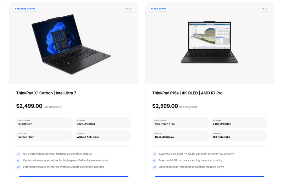 Configurable laptop bundle storefront